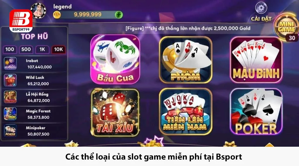 Khám phá các thể loại của slot game miễn phí tại Bsport